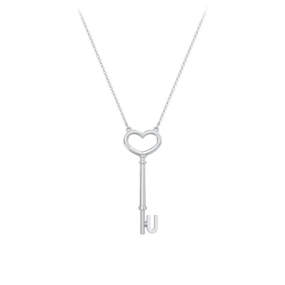 Jewlr Initial Heart Key Necklace - U In Green