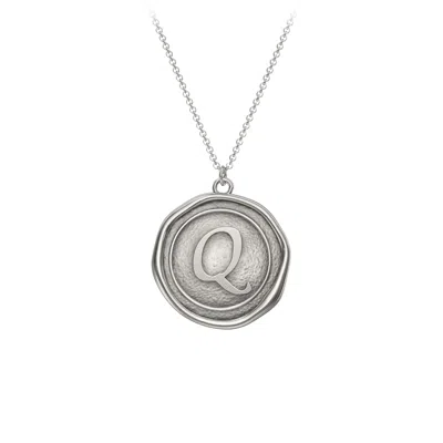 Jewlr Initial Medallion Necklace - Q In Silver