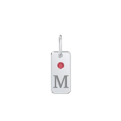 Jewlr Initial Tag Charm With Birthstone In Transparent
