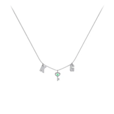Jewlr Initials Necklace With Gemstone Key Charm In Metallic