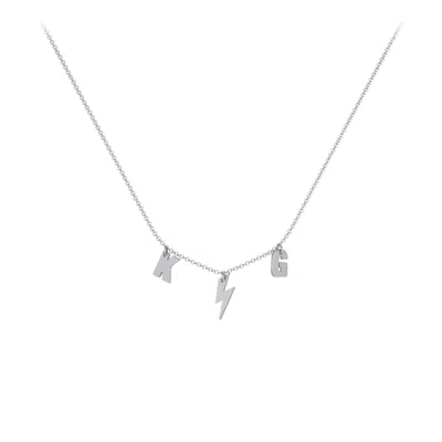 Jewlr Initials Necklace With Lightning Bolt Charm In Metallic