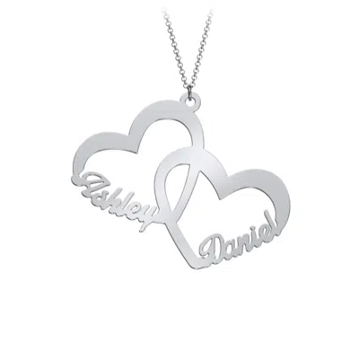 Jewlr Interlocked In Love Heart Name Necklace In Metallic