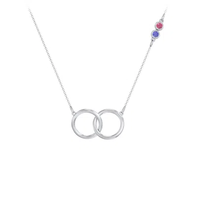 Jewlr Interlocking Rings Pendant With Bezel Set Gemstones In Metallic