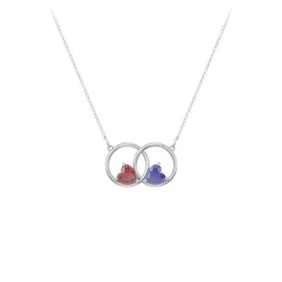 Jewlr Interlocking Rings Pendant With Heart Gemstones In Metallic
