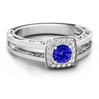 Jewlr Intricate Love Birthstone Ring In Metallic