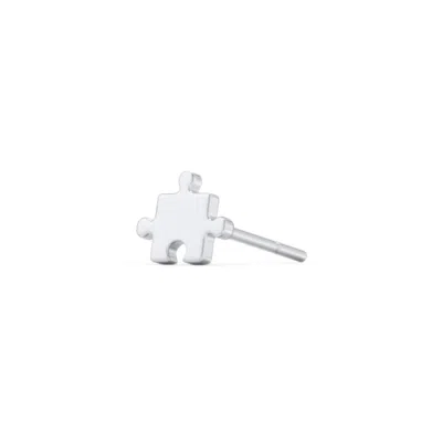 Jewlr Jigsaw Puzzle Shape Single Stud In White