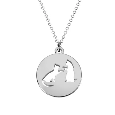 Jewlr Just Kitten Around Cat Cutout Disc Necklace In Pattern