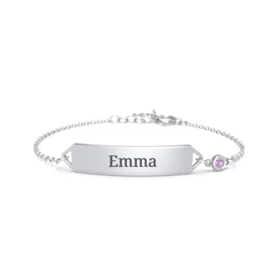 Jewlr Kids And Baby Engravable Bracelet With Birthstone In Metallic