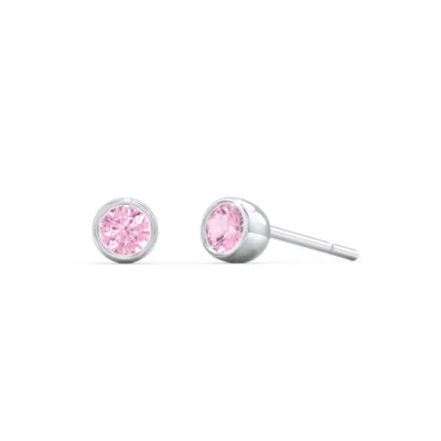 Jewlr Kids Bezel Set Birthstone Stud Earrings In Pink