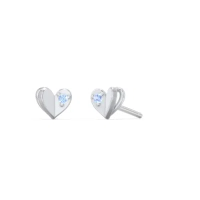 Jewlr Kids Folded Heart Stud Earrings With Gemstones In Green