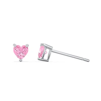 Jewlr Kids Heart Birthstone Stud Earrings In Pink