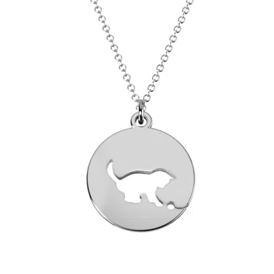 Jewlr Kitten Cutout Disc Necklace In Yellow