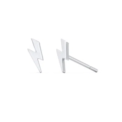 Jewlr Lightning Bolt Shape Stud Earrings In White