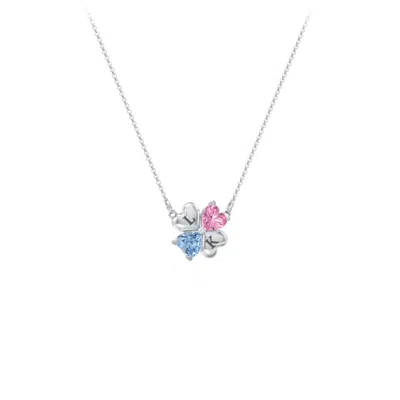 Jewlr Lucky Clover Hearts And Gemstones Necklace In Metallic