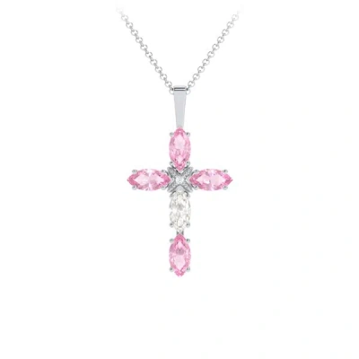 Jewlr Marquise Cross Birthstone Pendant In Silver