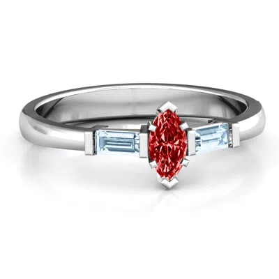 Jewlr Marquise Cut Love Promise Ring In Silver