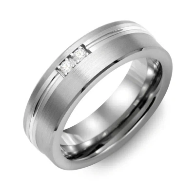 Jewlr Men's 2-stone Brushed Ring With Off-center Carved Line Inlay In Red