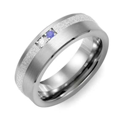 Jewlr Men's 2-stone Brushed Ring With Off-center Sandblasted Inlay In Pink