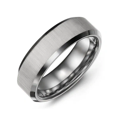 Jewlr Men's Beveled & Satin Tungsten Couples Ring In Gray