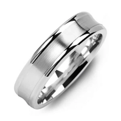 Jewlr Men's Brushed & Polished Contour Ring In Metallic