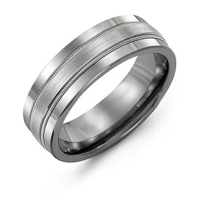 Jewlr Men's Brushed Centre Inlay Ring With Milgrain In Gold