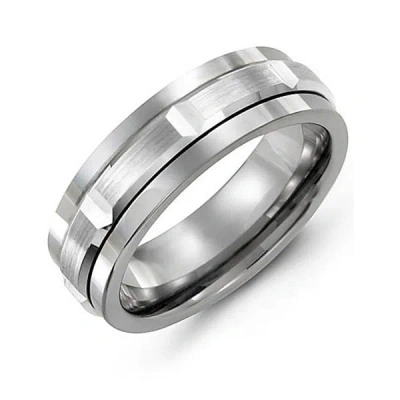 Jewlr Men's Brushed Grooved Centre Ring In Gray