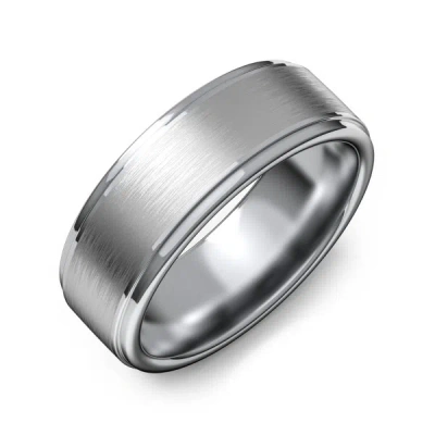 Jewlr Men's Brushed Tungsten Promise Ring With Beveled Edges In Metallic