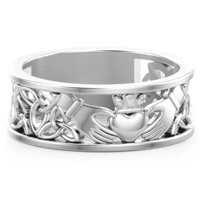 Jewlr Men's Celtic Claddagh Band Ring In Silver