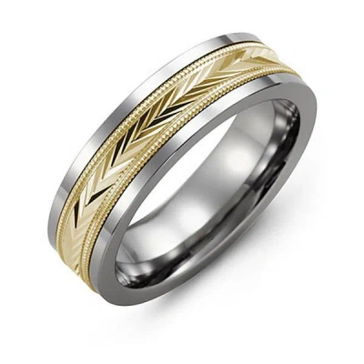 Jewlr Men's Chevron Inlay Ring In Gold