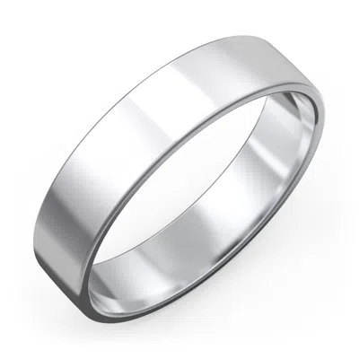 Jewlr Men's Classic Flat Wedding Band - 5mm Width In Metallic