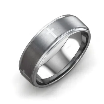 Jewlr Men's Cross Tungsten Couples Ring In Silver