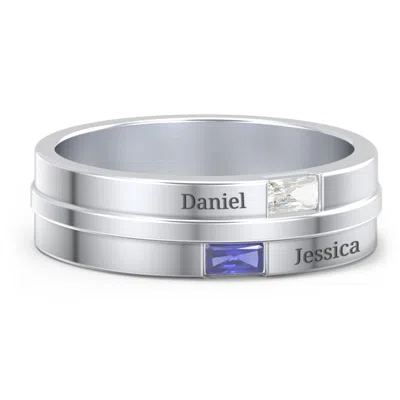 Jewlr Men's Double Baguette Couples Ring In Silver