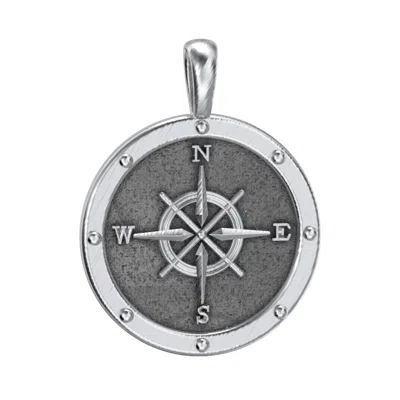Jewlr Men's Engravable Compass Pendant In Silver