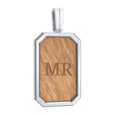 Jewlr Men's Engravable Framed Wood Pendant - Cherry In Silver