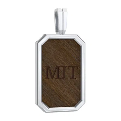 Jewlr Men's Engravable Framed Wood Pendant - Walnut In Silver