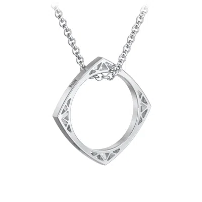Jewlr Men's Engravable Geometric Ring Necklace In Pattern