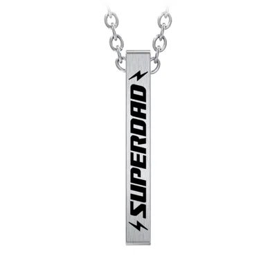 Jewlr Men's Engravable Superdad Stainless 3d Bar Necklace In Gold