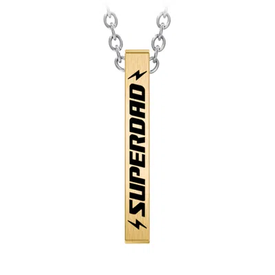 Men's Engravable Superdad Yellow 3d Bar Necklace In Gold from Jewlr