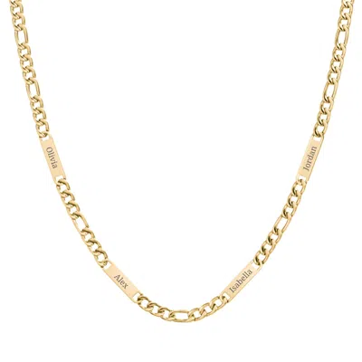 Jewlr Men's Figaro Chain With 4 Engravable Bars In Gold