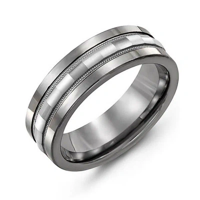 Jewlr Men's Grooved Centre Inlay Couples Ring In Gray