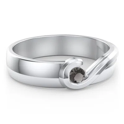 Jewlr Men's Half Heart Ring With Birthstone In Transparent