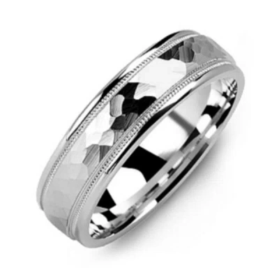 Jewlr Men's Hammered & Milgrain Ring In Metallic
