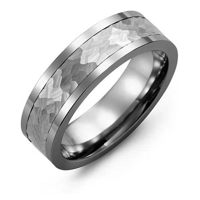 Jewlr Men's Hammered Inlay Ring In Metallic