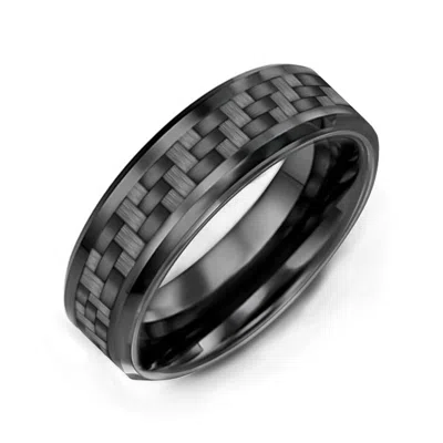 Jewlr Men's Nightfall Ceramic 8mm Couples Ring With Gray Carbon Fiber Inlay