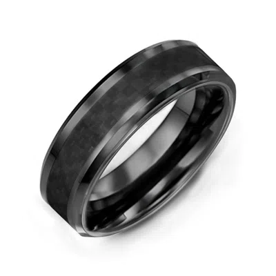Jewlr Men's Nightfall Ceramic 8mm Ring With Carbon Fiber Inlay In Black