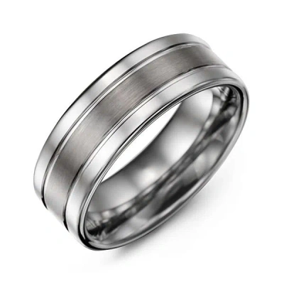 Jewlr Men's Polished And Satin Triple Band Tungsten Ring In Grey