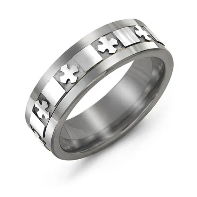 Jewlr Men's Polished Crosses Tungsten Ring In Metallic