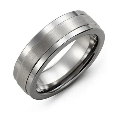 Jewlr Men's Simple Banded Inlay Ring In Gray