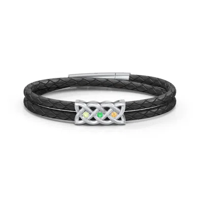 Men's Sterling Silver Celtic Knot Bracelet With 3 Gemstones from Jewlr