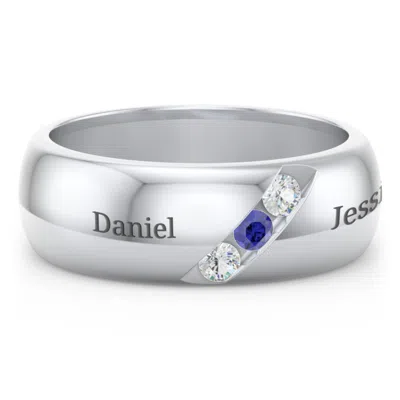 Jewlr Men's Triple Stone Grooved Birthstone Ring In Pattern
